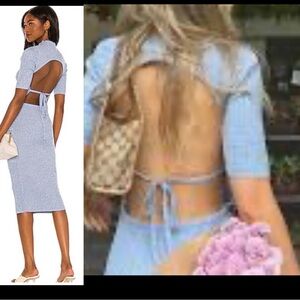 Song of Style Weston Blue Open-Back knit backless Dress NWT